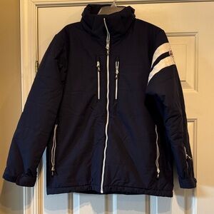 Youth Navy Puffer Jacket with White Accents